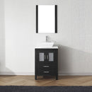 Modern Fittings Dior 24" Single Bath Vanity in White Engineered Stone Top and Square Sink with Matching Mirror