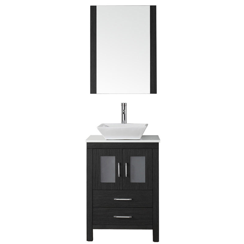 Modern Fittings Dior 24" Single Bath Vanity in White Engineered Stone Top and Square Sink with Matching Mirror