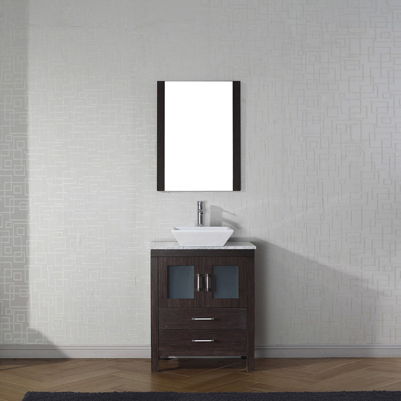 Modern Fittings Dior 24" Single Bath Vanity in White Marble Top and Square Sink with Matching Mirror