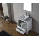 Modern Fittings Dior 24" Single Bath Vanity in White Marble Top and Square Sink with Matching Mirror