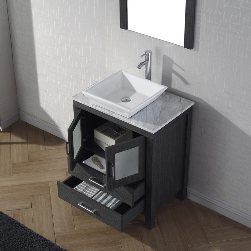 Modern Fittings Dior 24" Single Bath Vanity in White Marble Top and Square Sink with Matching Mirror