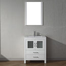 Modern Fittings Dior 28" Single Bath Vanity in White Ceramic Top and Integrated Square Sink with Matching Mirror