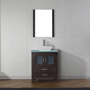 Modern Fittings Dior 28" Single Bath Vanity in Green Glass Top and Square Sink with Matching Mirror