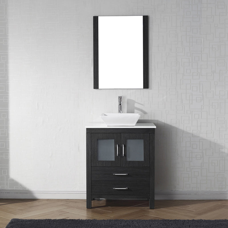 Modern Fittings Dior 28" Single Bath Vanity in White Engineered Stone Top and Square Sink with Matching Mirror