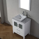 Modern Fittings Dior 28" Single Bath Vanity in White Marble Top and Square Sink with Matching Mirror