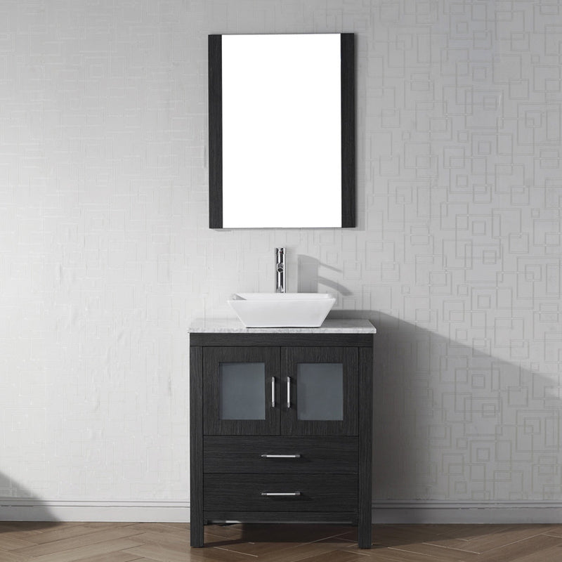 Modern Fittings Dior 28" Single Bath Vanity in White Marble Top and Square Sink with Matching Mirror