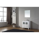 Modern Fittings Dior 30" Single Bath Vanity in White Ceramic Top and Integrated Square Sink with Matching Mirror