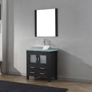 Modern Fittings Dior 30" Single Bath Vanity in Green Glass Top and Square Sink with Matching Mirror