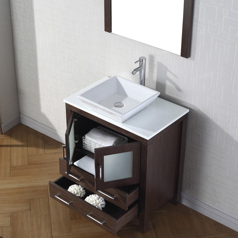 Modern Fittings Dior 30" Single Bath Vanity with Engineered Stone Top and Square Sink Faucet