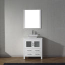 Modern Fittings Dior 30" Single Bath Vanity in White Engineered Stone Top and Square Sink with Matching Mirror