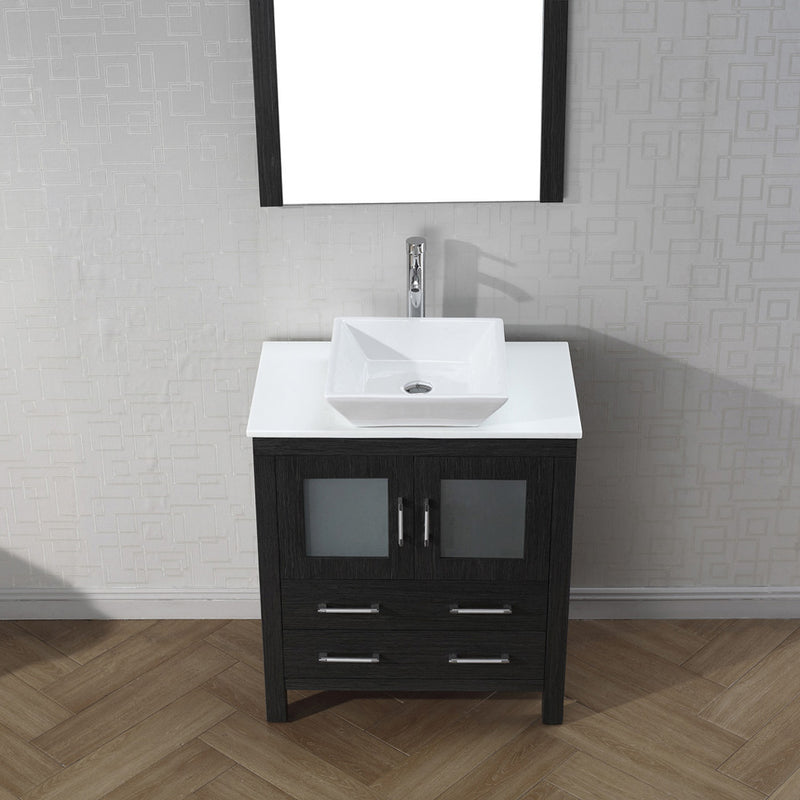 Modern Fittings Dior 30" Single Bath Vanity in White Engineered Stone Top and Square Sink with Matching Mirror