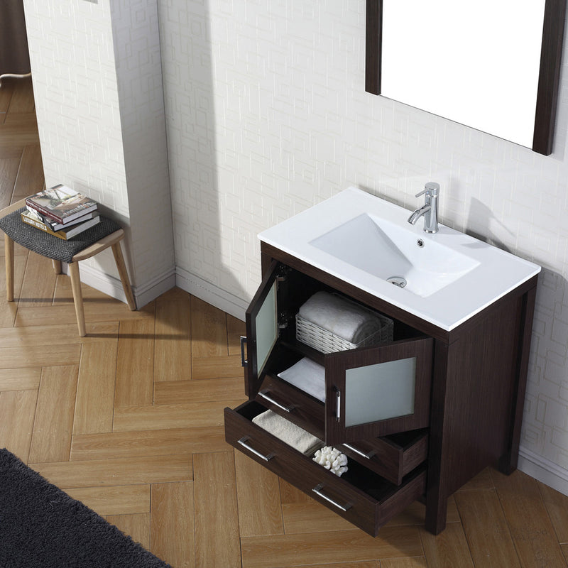 Modern Fittings Dior 32" Single Bath Vanity with Ceramic Top and Integrated Square Sink Faucet