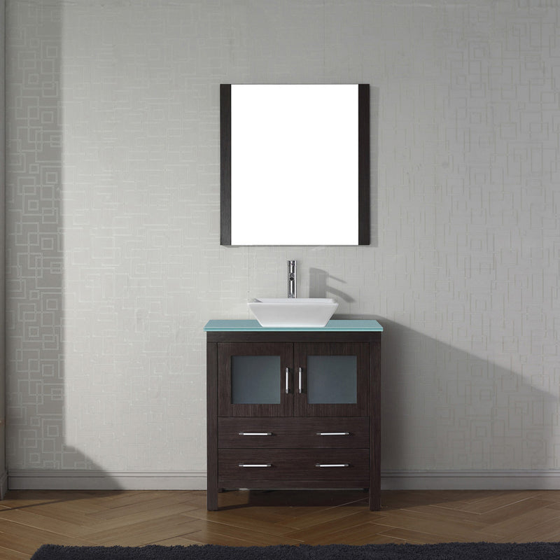 Modern Fittings Dior 32" Single Bath Vanity with Glass Top and Square Sink Faucet