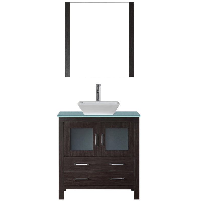 Modern Fittings Dior 32" Single Bath Vanity with Glass Top and Square Sink Faucet