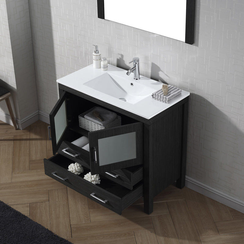 Modern Fittings Dior 36" Single Bath Vanity with Ceramic Top and Integrated Square Sink Faucet