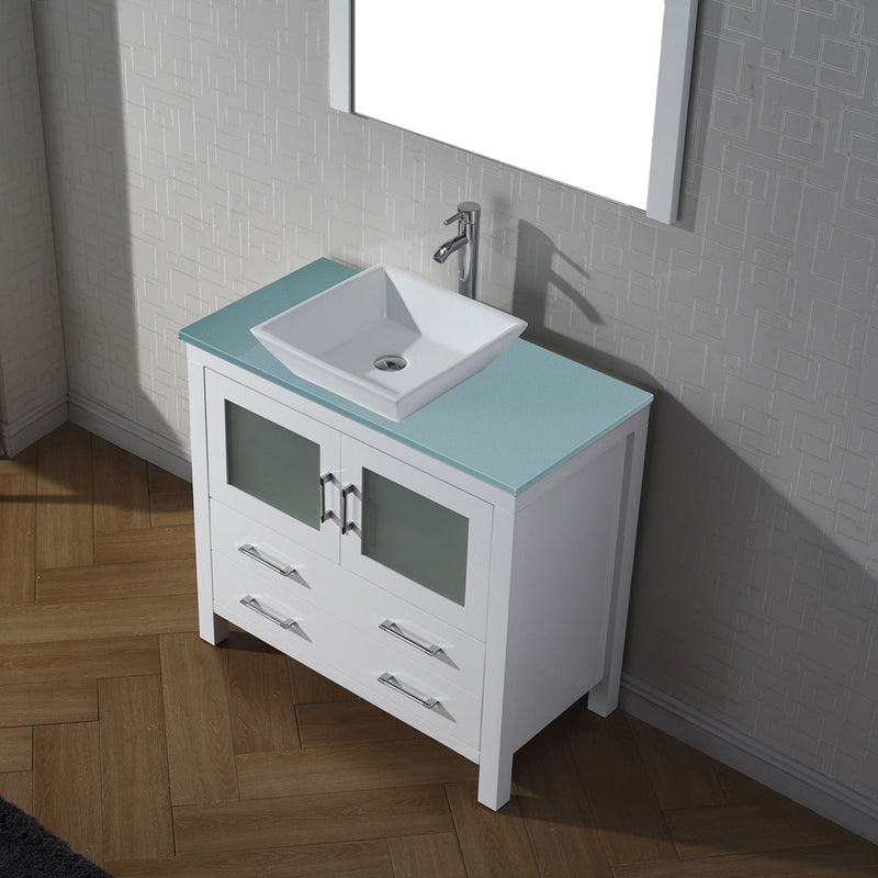 Modern Fittings Dior 36" Single Bath Vanity with Glass Top and Square Sink Faucet