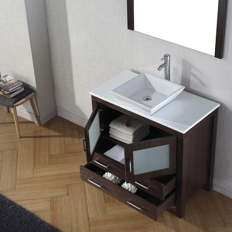 Modern Fittings Dior 36" Single Bath Vanity with Engineered Stone Top and Square Sink Faucet