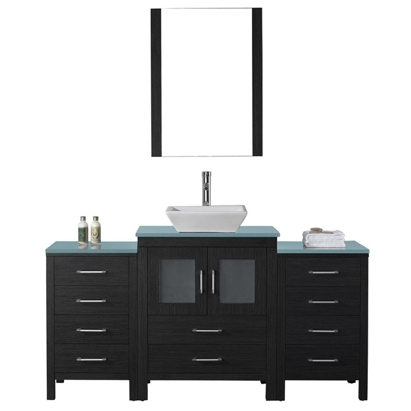 Modern Fittings Dior 64" Single Bath Vanity with Glass Top and Square Sink Faucet