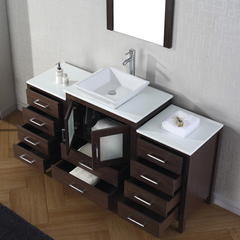 Modern Fittings Dior 64" Single Bath Vanity with Engineered Stone Top and Square Sink Faucet