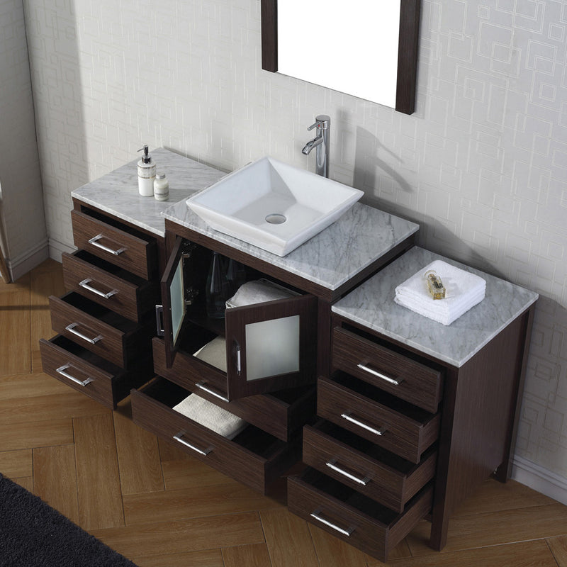 Modern Fittings Dior 64" Single Bath Vanity with Marble Top and Square Sink Faucet