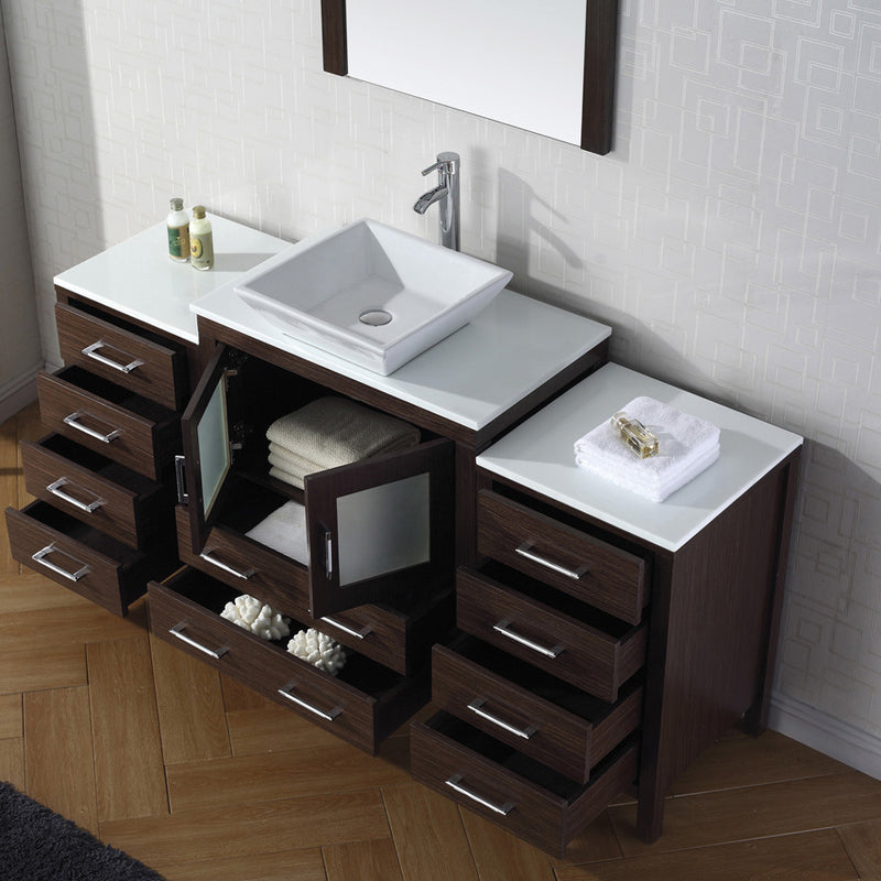 Modern Fittings Dior 66" Single Bath Vanity with Engineered Stone Top and Square Sink Faucet