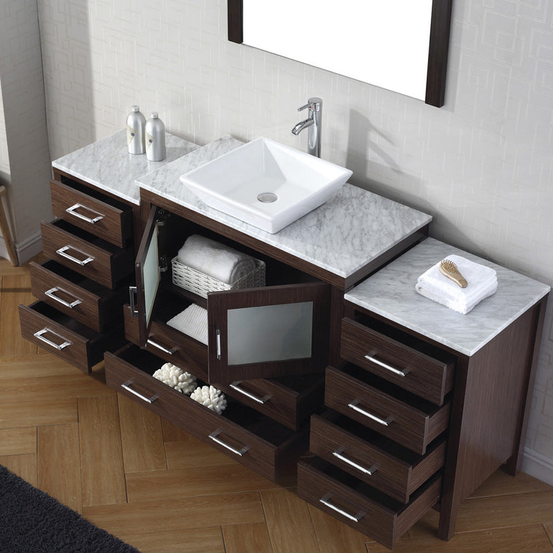 Modern Fittings Dior 68" Single Bath Vanity with Marble Top and Square Sink Faucet