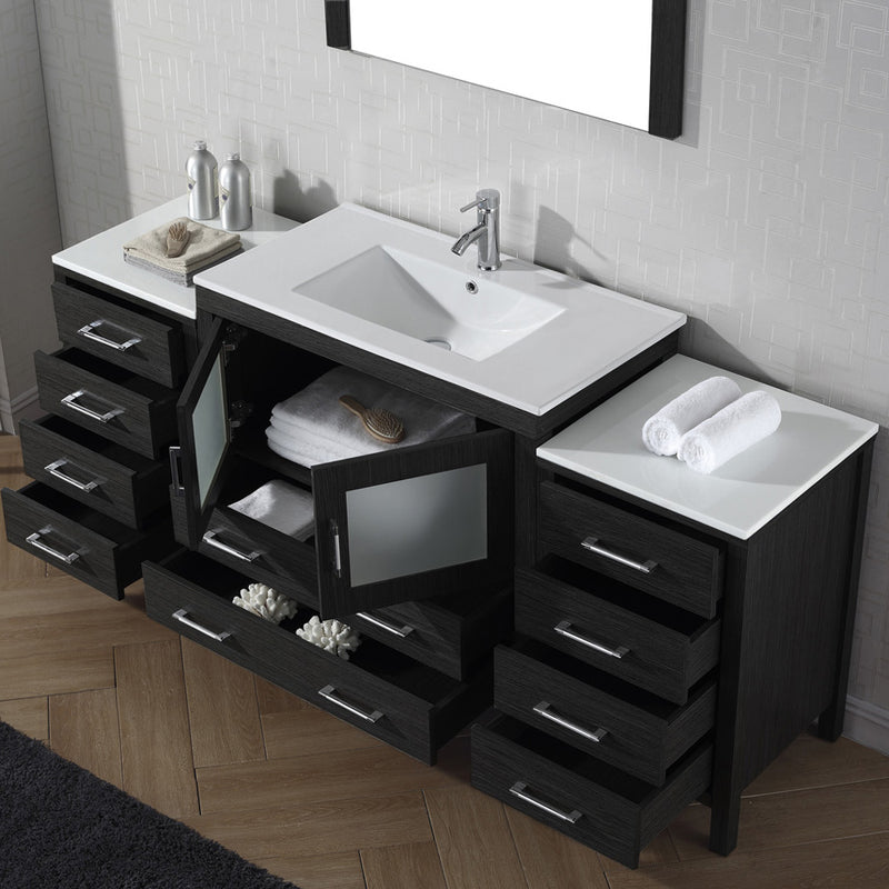 Modern Fittings Dior 72" Single Bath Vanity with Ceramic Top and Integrated Square Sink Faucet