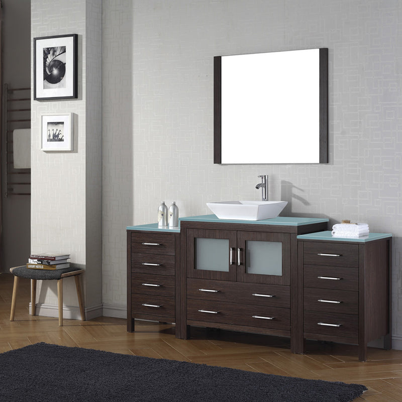 Modern Fittings Dior 72" Single Bath Vanity with Glass Top and Square Sink Faucet