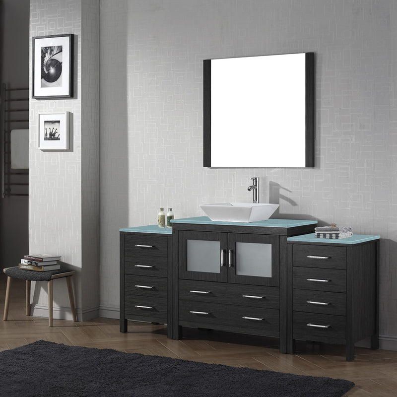 Modern Fittings Dior 72" Single Bath Vanity with Glass Top and Square Sink Faucet