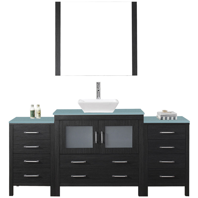 Modern Fittings Dior 72" Single Bath Vanity with Glass Top and Square Sink Faucet