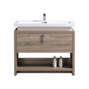 KubeBath Levi 40" Havana Oak Modern Bathroom Vanity with Cubby Hole L1000CO