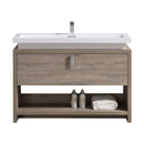 KubeBath Levi 48" Havana Oak Modern Bathroom Vanity with Cubby Hole L1200CO