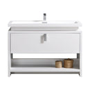 KubeBath Levi 48" High Gloss White Modern Bathroom Vanity with Cubby Hole L1200GW