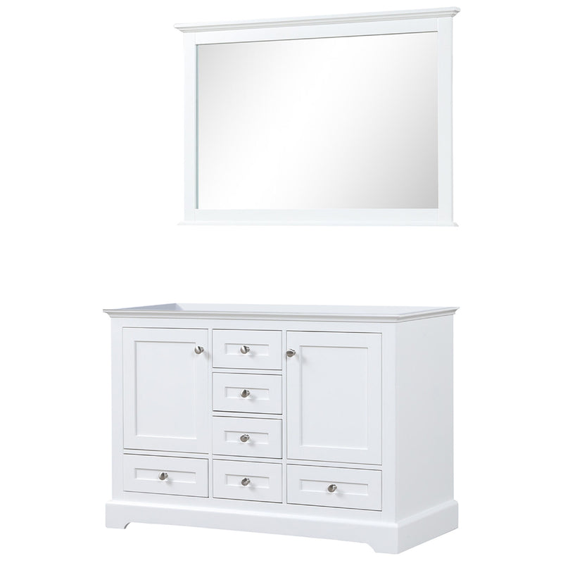 Lexora Dukes 48" W x 22" D White Bath Vanity and 46" Mirror