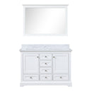 Lexora Dukes 48" W x 22" D White Bath Vanity Carrara Marble Top and 46" Mirror