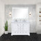 Lexora Dukes 48" W x 22" D White Bath Vanity Carrara Marble Top with Faucet Set and 46" Mirror