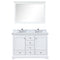 Lexora Dukes 48" W x 22" D White Bath Vanity Carrara Marble Top with Faucet Set and 46" Mirror