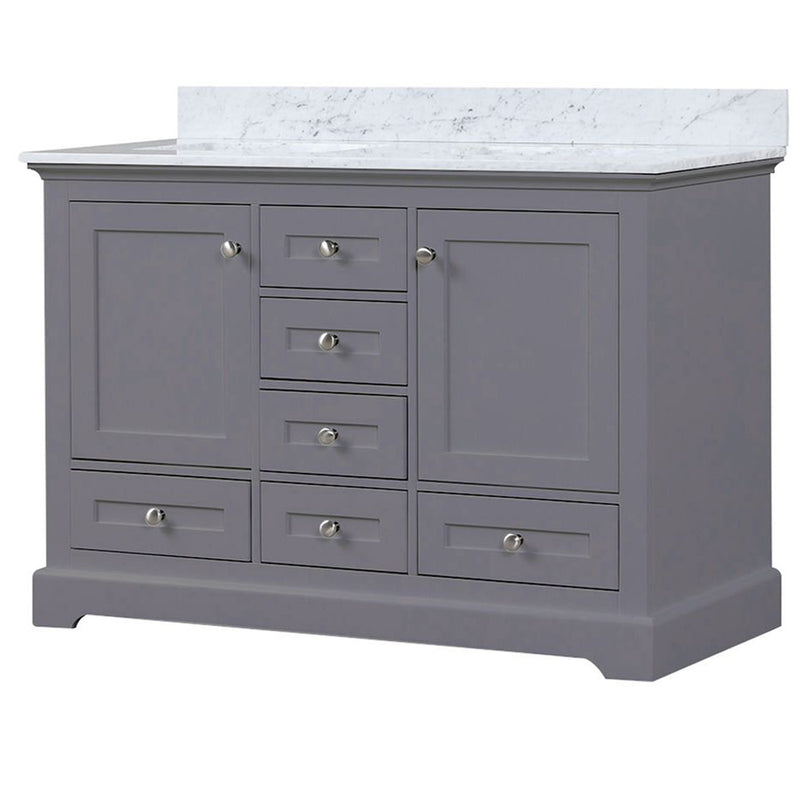 Lexora Dukes 48" W x 22" D Dark Grey Bath Vanity and Carrara Marble Top