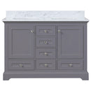 Lexora Dukes 48" W x 22" D Dark Grey Bath Vanity and Carrara Marble Top