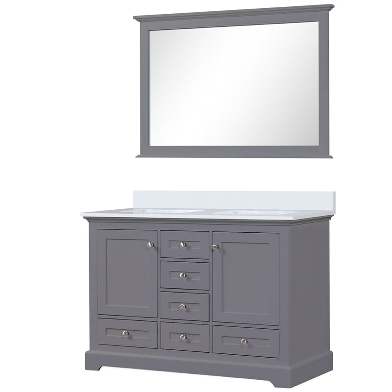 Lexora Dukes 48" W x 22" D Dark Grey Bath Vanity Top Squar with 46" Mirror