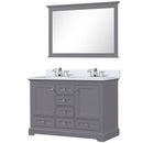 Lexora Dukes 48" W x 22" D Dark Grey Bath Vanity Quartz Top with Faucet Set and 46" Mirror