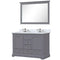 Lexora Dukes 48" W x 22" D Dark Grey Bath Vanity Quartz Top with Faucet Set and 46" Mirror