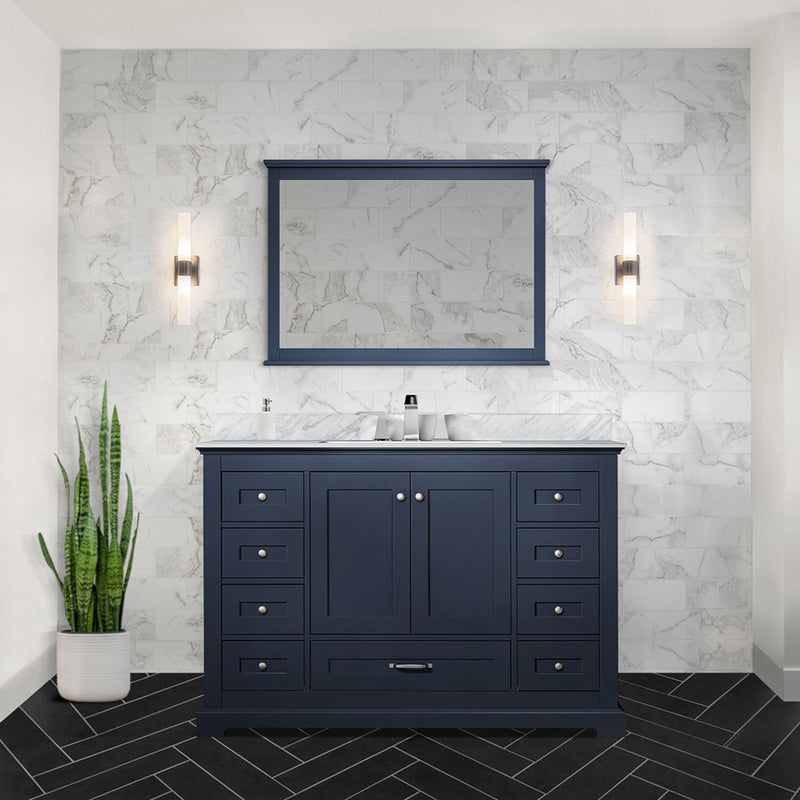 Lexora Dukes 48" W x 22" D Navy Blue Bath Vanity and 46" Mirror