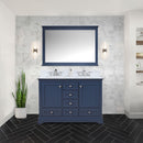 Lexora Dukes 48" W x 22" D Navy Blue Bath Vanity and Carrara Marble Top