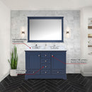 Lexora Dukes 48" W x 22" D Navy Blue Bath Vanity and Carrara Marble Top