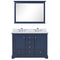 Lexora Dukes 48" W x 22" D Navy Blue Bath Vanity Quartz Top with Faucet Set and 46" Mirror