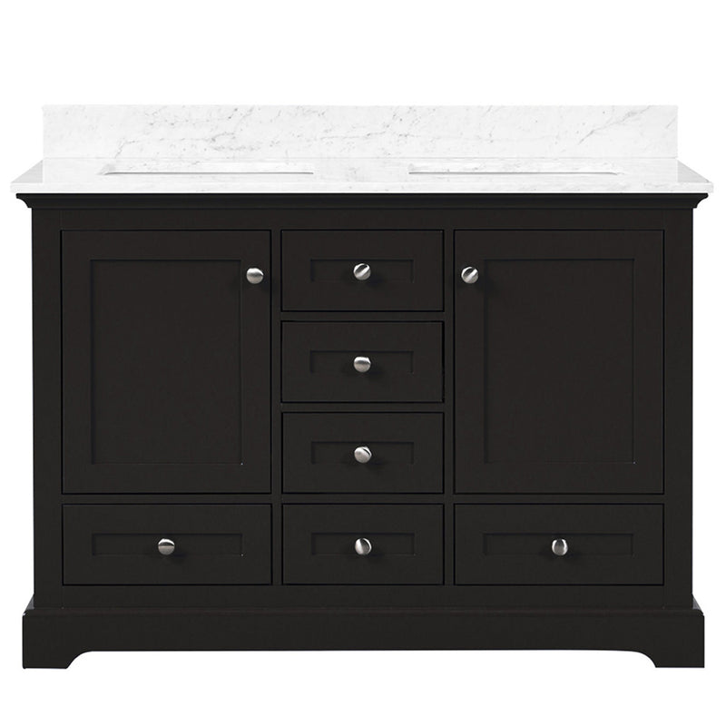 Lexora Dukes 48" W x 22" D Espresso Bath Vanity and Carrara Marble Top