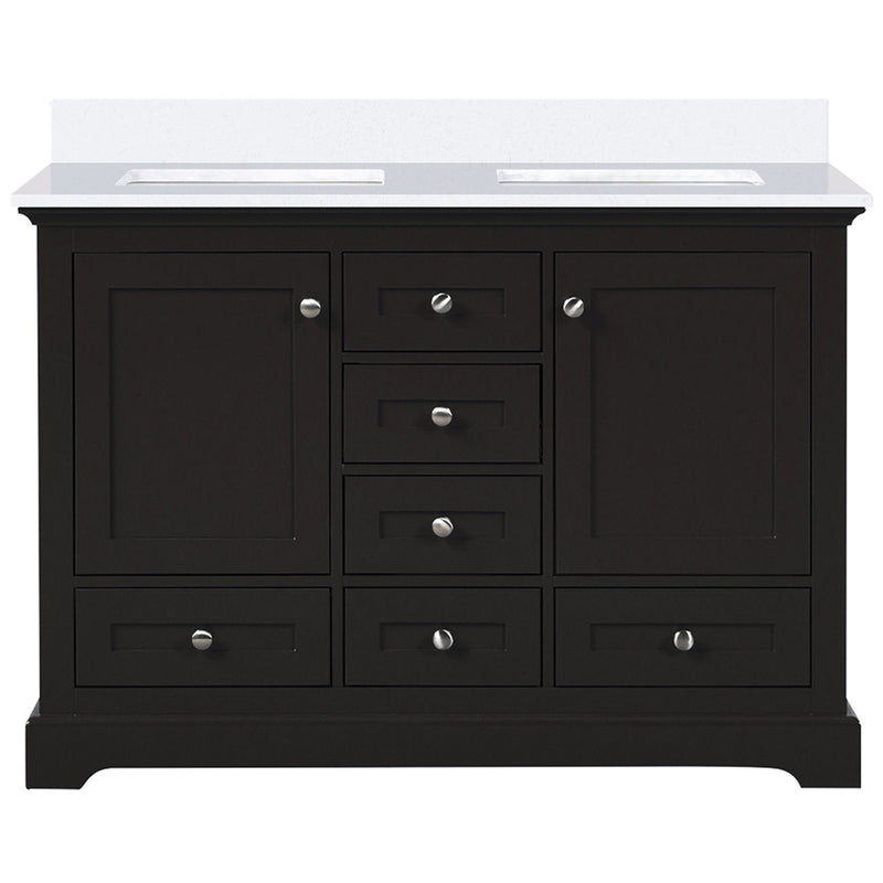 Lexora Dukes 48" W x 22" D Espresso Bath Vanity and Quartz Top