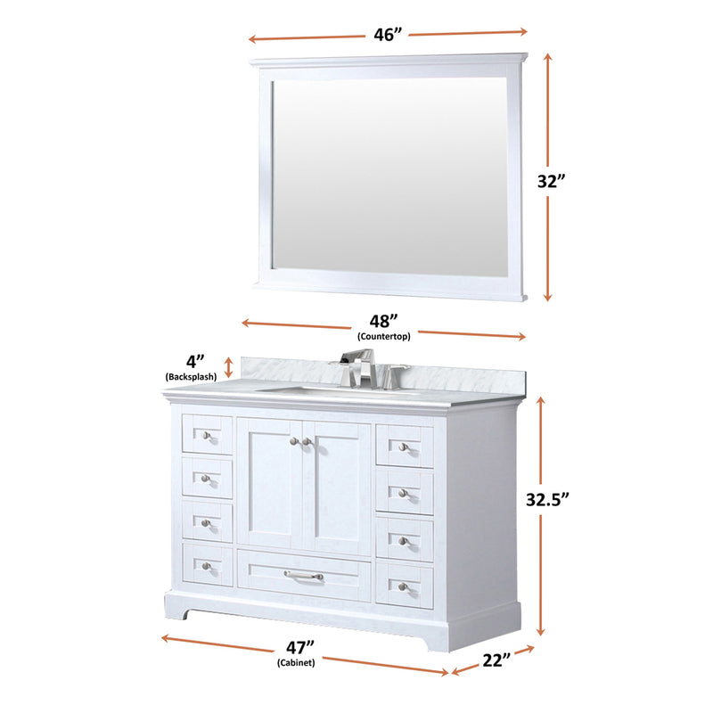 Lexora Dukes 48" W x 22" D White Bath Vanity