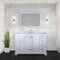 Lexora Dukes 48" W x 22" D White Bath Vanity Carrara Marble Top and 46" Mirror